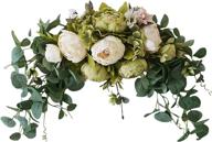 enhance your home decor with firlar's 30-inch decorative floral swag - artificial peony with green leaves for wedding party front door peony floral arch garland swag logo