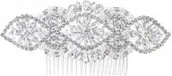 flyonce women's floral hair comb with austrian crystal and simulated pearl - clear silver-tone logo