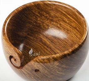 img 3 attached to INTAJ NTAJ Rosewood Yarn Bowl - Yarn Knitting Bowl Handcrafted - Christmas Gift - Wooden Yarn Bowl For Knitting And Crocheting (Rosewood, 7X4)