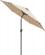 fruiteam solar-powered patio umbrella with led lights, 7.5ft table umbrella with easy tilt and crank for garden, deck, backyard, and pool (beige) logo