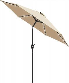 img 4 attached to FRUITEAM Solar-Powered Patio Umbrella With LED Lights, 7.5FT Table Umbrella With Easy Tilt And Crank For Garden, Deck, Backyard, And Pool (Beige)