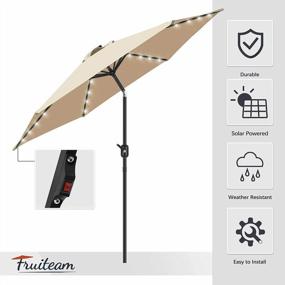 img 2 attached to FRUITEAM Solar-Powered Patio Umbrella With LED Lights, 7.5FT Table Umbrella With Easy Tilt And Crank For Garden, Deck, Backyard, And Pool (Beige)