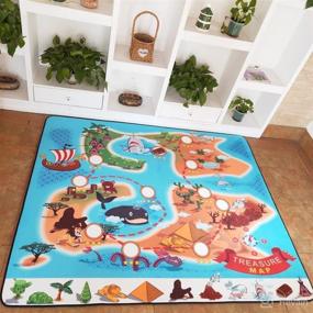 img 3 attached to 🧸 Thicken Kids Play Rug with Memory Foam - Educational Treasure Map Design - Non-Slip Area Rug for Boys/Girls - 39 x 52 in / 3.3 x 4.3 ft