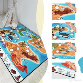 img 2 attached to 🧸 Thicken Kids Play Rug with Memory Foam - Educational Treasure Map Design - Non-Slip Area Rug for Boys/Girls - 39 x 52 in / 3.3 x 4.3 ft