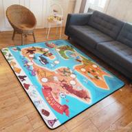 🧸 thicken kids play rug with memory foam - educational treasure map design - non-slip area rug for boys/girls - 39 x 52 in / 3.3 x 4.3 ft логотип