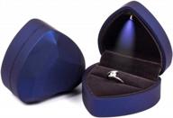 isuperb коробка для колец в форме сердца светодиодная подсветка коробки для обручальных колец ювелирная подарочная коробка для предложения свадьба день святого валентина годовщина рождество (темно-синий) логотип