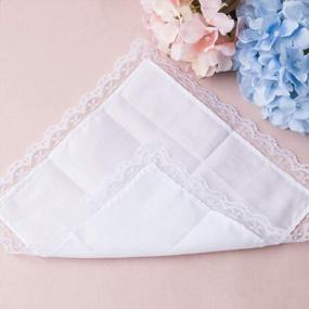 img 1 attached to Soft And Elegant Ladies' Handkerchiefs With Lace For Weddings And Parties