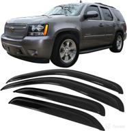 защита окна для chevy tahoe gmc yukon 2007-2014 года, 4 штуки - акриловый дымчато-затемненный солнцезащитный и дождевой козырек slim style wind vent air deflector от ikon motorsports, совместим с моделями 2008-2013 года логотип