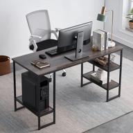 large computer desk with shelves, gaming desk for home office, cpu stand writing table for laptop pc. logo