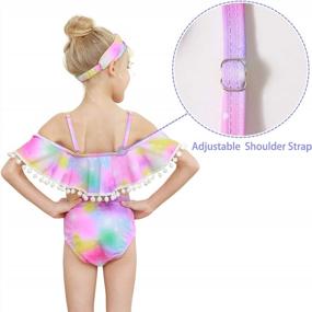 img 2 attached to Girls 2-Piece Swimsuit Bikini Tankini Beachwear Bathing Suit With Hairband For Kids
