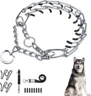 ivienx dog prong training collar with martingale chain, choke pinch collar + 2 extra links, rubber caps, quick release and dog whistle for no pull training of medium to large dogs logo