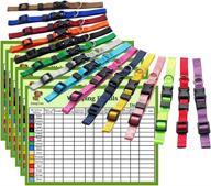 puppy collars for litter: assorted colors - 15 pcs nylon whelping super soft id collars with breakaway feature and 6 record keeping charts логотип