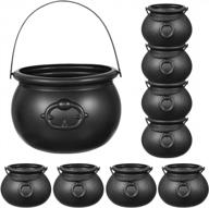 halloween candy bucket set: toyvian 9-pack black cauldrons with handles for trick or treat and party favors logo
