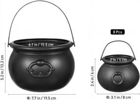 img 2 attached to Набор ведерка для конфет на Хэллоуин: набор из 9 черных котлов Toyvian с ручками для шуток или угощений и сувениров для вечеринок