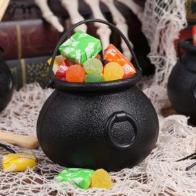 img 3 attached to Halloween Candy Bucket Set: Toyvian 9-Pack Black Cauldrons With Handles For Trick Or Treat And Party Favors