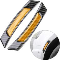 voroly 2 pcs reflective side marker stickers reflective tape w/outer black carbon fiber car wheel eyebrow stickers reflective bumper guard universal for car suv pickup truck (yellow) logo