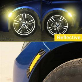 img 3 attached to Voroly 2 Pcs Reflective Side Marker Stickers Reflective Tape W/Outer Black Carbon Fiber Car Wheel Eyebrow Stickers Reflective Bumper Guard Universal For Car SUV Pickup Truck (Yellow)