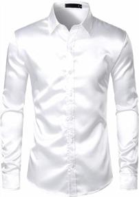 img 4 attached to Men'S Satin-Like Dress Shirts With Luxurious Shine By ZEROYAA
