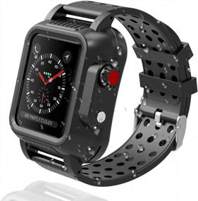 img 4 attached to Protect Your Apple Watch In Style With OWKEY Waterproof Case And Premium Bands: Anti-Scratch, Drop-Proof, Full Body Rugged Protection With Built-In Screen Protector For Series 3 - 42Mm