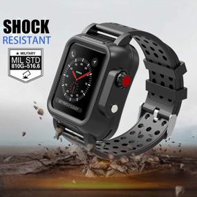 img 3 attached to Protect Your Apple Watch In Style With OWKEY Waterproof Case And Premium Bands: Anti-Scratch, Drop-Proof, Full Body Rugged Protection With Built-In Screen Protector For Series 3 - 42Mm