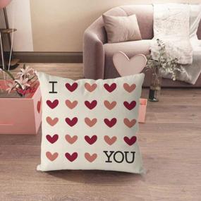 img 2 attached to Valentine'S Day Throw Pillow Covers 18X18 Inch I Love You Love Hearts Farmhouse Sofa Cushion Case Home Decor Wedding Anniversary Gift