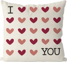 img 4 attached to Valentine'S Day Throw Pillow Covers 18X18 Inch I Love You Love Hearts Farmhouse Sofa Cushion Case Home Decor Wedding Anniversary Gift