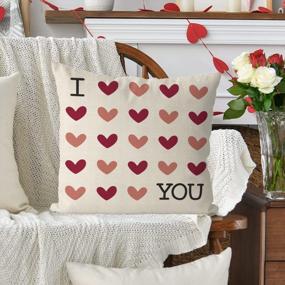 img 3 attached to Valentine'S Day Throw Pillow Covers 18X18 Inch I Love You Love Hearts Farmhouse Sofa Cushion Case Home Decor Wedding Anniversary Gift