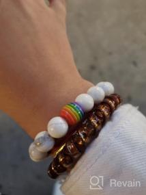 img 6 attached to 🌈 XUANPAI Handmade LGBTQ+ Rainbow Pride Relationship Bracelet - Lava Rock & Tiger Eye Stone Bead Bracelet for Lesbians & Gays