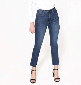 img 1 attached to HOCAIES Женские зауженные джинсы до щиколотки с высокой талией и легкими расклешенными брюками для мам
