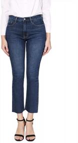 img 4 attached to HOCAIES Женские зауженные джинсы до щиколотки с высокой талией и легкими расклешенными брюками для мам