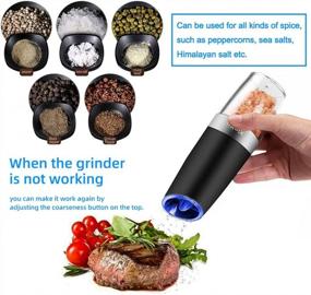 img 1 attached to XinXu Gravity Automatic Pepper And Salt Mill, Stainless Steel, Adjustable Coarseness With Blue LED Light, One Hand Operated, Come With Brush, Gift Ideal For Housewarming, Black