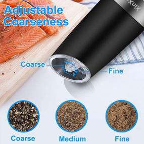 img 2 attached to XinXu Gravity Automatic Pepper And Salt Mill, Stainless Steel, Adjustable Coarseness With Blue LED Light, One Hand Operated, Come With Brush, Gift Ideal For Housewarming, Black