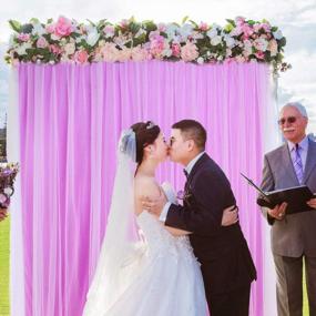 img 1 attached to 5 футов X 7 футов фиолетовый тюль фон занавес для свадьбы, детского душа, украшения дня рождения