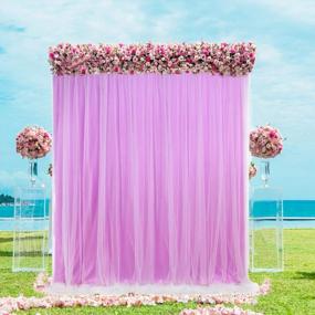 img 4 attached to 5Ft X 7Ft Purple Tulle Backdrop Curtain For Wedding, Baby Shower, Birthday Party Decorations