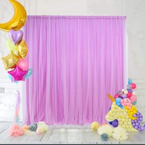 img 3 attached to 5Ft X 7Ft Purple Tulle Backdrop Curtain For Wedding, Baby Shower, Birthday Party Decorations