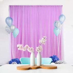 img 2 attached to 5Ft X 7Ft Purple Tulle Backdrop Curtain For Wedding, Baby Shower, Birthday Party Decorations