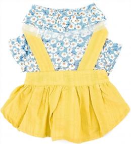 img 4 attached to HOODDEAL Dog Dresses Floral Soft Cozy Calico Cotton Puppy Dresses Cute Tutu Dress For Pet Birthday Party (X-Small, Yellow)
