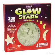 🌙 glow in the dark stars and moon for ceiling; 300 count with 4 bonus lunar phases; complete set of 1-8 moons; lunar phase glowing stars - includes stars and moon; ceiling and wall decals for kids room decoration логотип