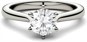 img 4 attached to 0.5 Cttw Charles & Colvard Moissanite Engagement Ring For Women - 5Mm Round Cut DEW Lab Grown 14K White Gold With Rhodium