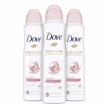 pack of 3 dove beauty finish dry spray antiperspirant deodorants for women with 48 hour protection, soft rose fragrance, 3.8 oz each logo