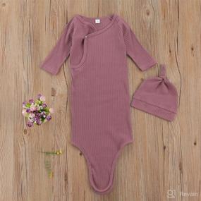 img 3 attached to 👶 KMBANGI Newborn Baby Nightgown Set: Deluxe Knit Cotton Knotted Sleeper Gown with Hat - Ideal for Unisex Babies!