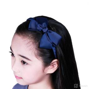 img 1 attached to 🎀 Cute Navy Blue Bow Headband for Girls Toddlers - 7Rainbows Fashion