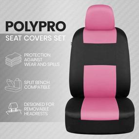 img 3 attached to Pink On Black BDK PolyPro Full Set Car Seat Covers - Front And Rear Split Bench, Easy To Install, Ideal Car Accessory For SUV, Van, Truck And Auto