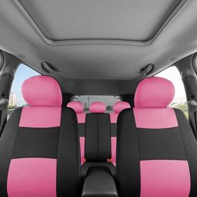 img 2 attached to Pink On Black BDK PolyPro Full Set Car Seat Covers - Front And Rear Split Bench, Easy To Install, Ideal Car Accessory For SUV, Van, Truck And Auto
