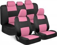 pink on black bdk polypro full set car seat covers - front and rear split bench, easy to install, ideal car accessory for suv, van, truck and auto logo