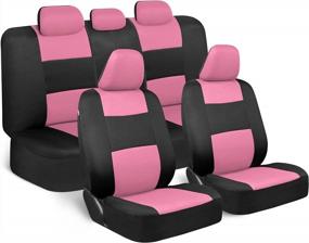img 4 attached to Pink On Black BDK PolyPro Full Set Car Seat Covers - Front And Rear Split Bench, Easy To Install, Ideal Car Accessory For SUV, Van, Truck And Auto