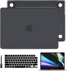 img 4 attached to New MacBook Pro 14" Case M2/M1 A2442 2023 2021 Release - Batianda Frosted Rubberized Hard Shell W/ Keyboard Cover & Screen Protector, Black