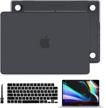 new macbook pro 14" case m2/m1 a2442 2023 2021 release - batianda frosted rubberized hard shell w/ keyboard cover & screen protector, black logo