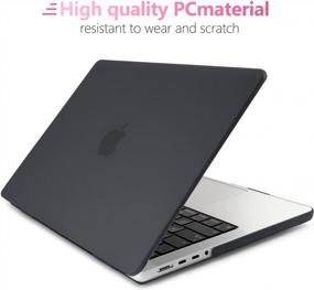 img 1 attached to Новый чехол для MacBook Pro 14 дюймов M2/M1 A2442 2023 2021, выпуск — Batianda Frosted прорезиненный жесткий корпус с крышкой клавиатуры и защитной пленкой для экрана, черный