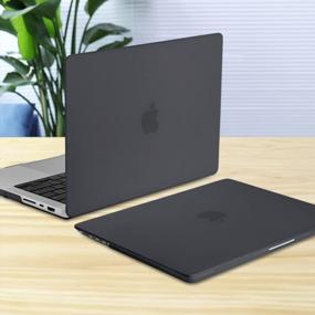 img 2 attached to Новый чехол для MacBook Pro 14 дюймов M2/M1 A2442 2023 2021, выпуск — Batianda Frosted прорезиненный жесткий корпус с крышкой клавиатуры и защитной пленкой для экрана, черный